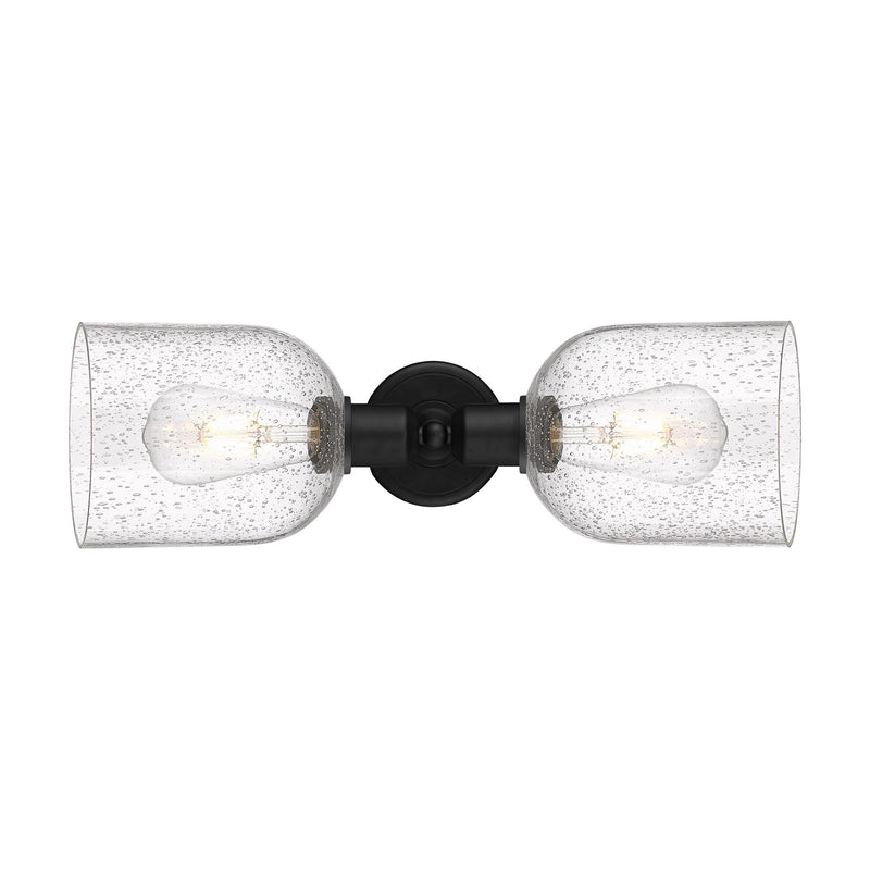 Innovations Bella 18in 2-Light Linear Bath Vanity Light | Industrial Matte Black Steel and Seedy Bell Glass | Bathroom Vanity | Model 900-2W-BK-G558-6SDY