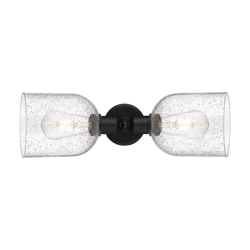 Innovations Bella 18in 2-Light Linear Bath Vanity Light | Industrial Matte Black Steel and Seedy Bell Glass | Bathroom Vanity | Model 900-2W-BK-G558-6SDY