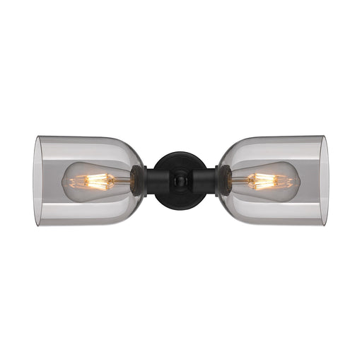 Innovations Bella 18in 2-Light Linear Bath Vanity Light | Industrial Matte Black Steel and Light Smoke Bell Glass | Bathroom | Model 900-2W-BK-G558-6SM