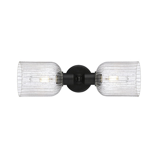 Innovations Bridal Veil 17in 2-Light Linear Bath Vanity | Industrial Matte Black Steel and Seedy Ribbed Glass | Bathroom | Model 900-2W-BK-G559-5SDY