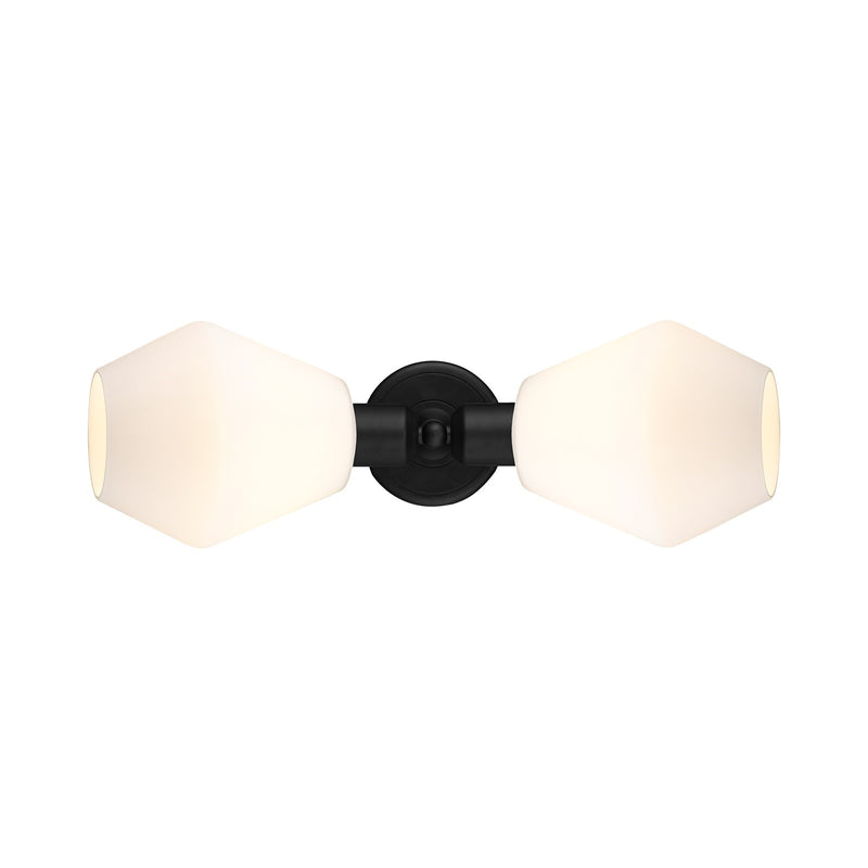 Innovations Cindyrella 18in 2-Light Linear Bath Vanity | Industrial Matte Black Steel and Cased Matte White Glass | Bathroom | Model 900-2W-BK-G651-6