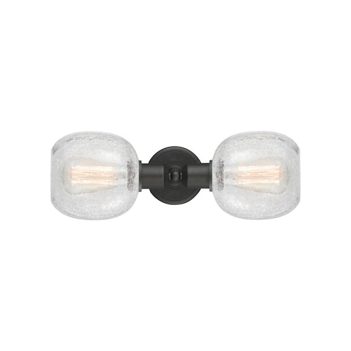 Innovations Belfast 17in 2-Light Linear Bath Vanity | Industrial Oil Rubbed Bronze Steel and Clear Crackle Glass | Bathroom Vanity | Model 900-2W-OB-G105