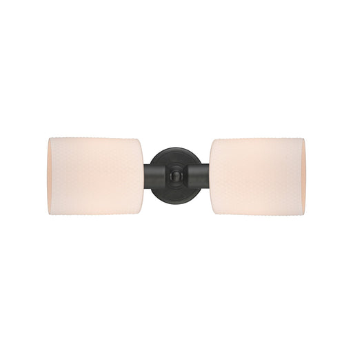 Innovations Cobbleskill 17in 2-Light Linear Bath Vanity | Industrial Oil Rubbed Bronze Steel and Matte White Glass | Bathroom | Model 900-2W-OB-G111