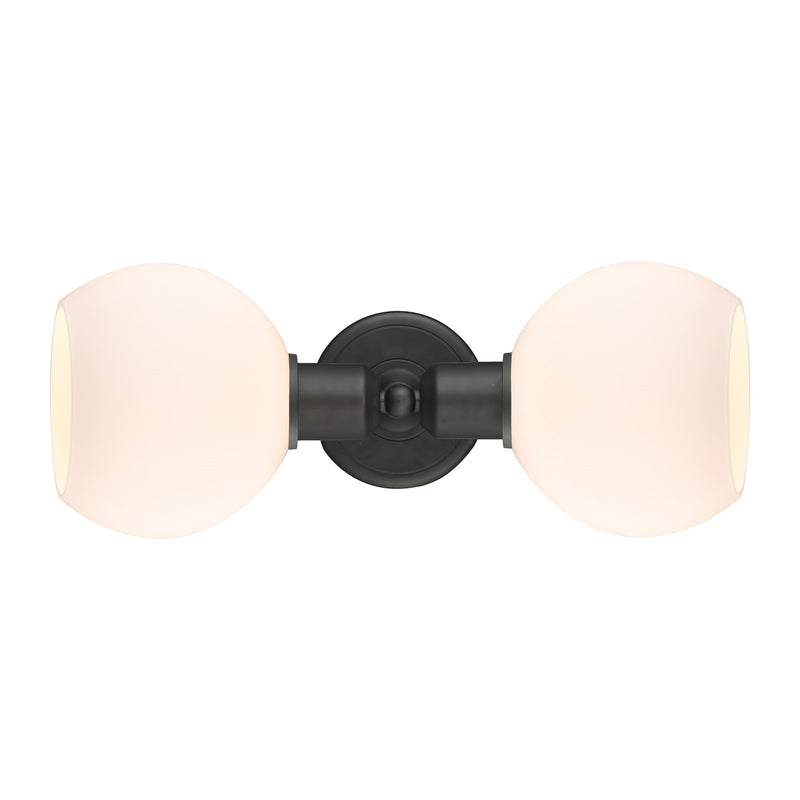Innovations Athens 15in 2-Light Linear Bath Vanity | Industrial Oil Rubbed Bronze Steel and Matte White Glass | Bathroom Vanity | Model 900-2W-OB-G121-6