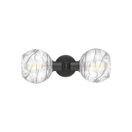 Innovations Athens Deco Swirl 16in 2-Light Linear Bath Vanity | Industrial Oil Rubbed Bronze Steel and Clear Deco Swirl Glass | Model 900-2W-OB-G1213-6CL
