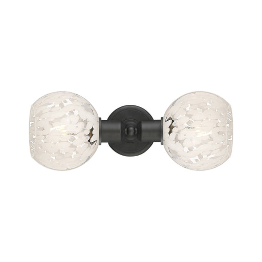 Innovations White Mouchette 15in 2-Light Linear Bath Vanity | Industrial Oil Rubbed Bronze Steel and White Mouchette Glass | Model 900-2W-OB-G1216-6WM
