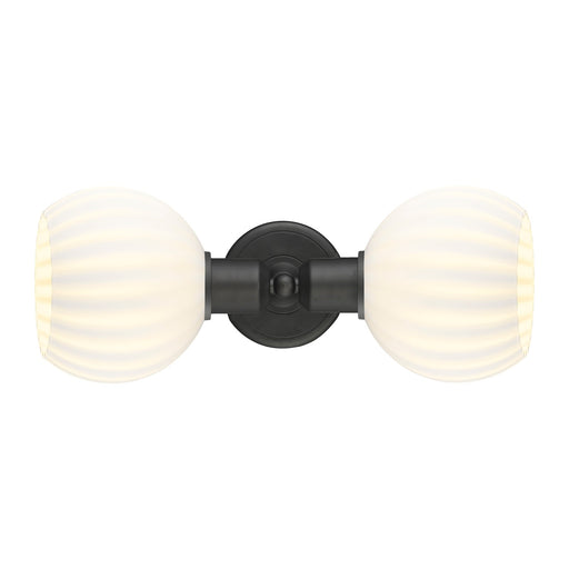 Innovations White Venetian 15in 2-Light Linear Bath Vanity | Industrial Oil Rubbed Bronze Steel and White Venetian Glass | Model 900-2W-OB-G1217-6WV