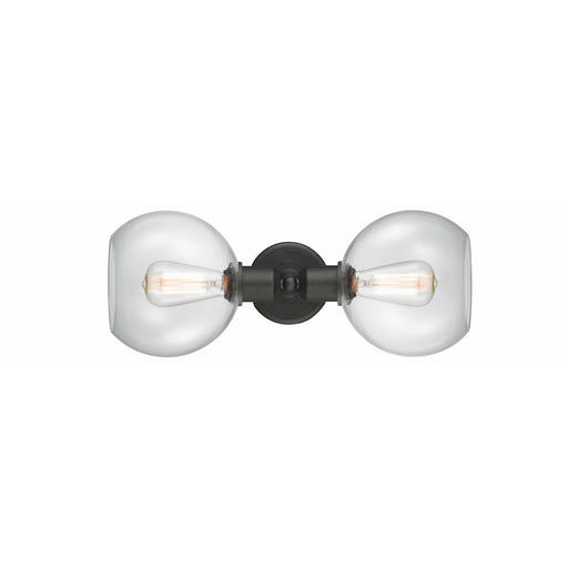 Innovations Sphere 21in 2-Light Bath Vanity Light | Industrial Oil Rubbed Bronze and Clear Glass | Bathroom Vanity | 21 x 8 in | Model 900-2W-OB-G122