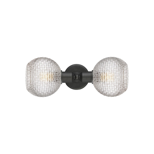 Innovations Athens 15.5in 2-Light Linear Bath Vanity Light | Industrial Oil Rubbed Bronze and Clear Basket Weave Glass | Model 900-2W-OB-G122C-6CL