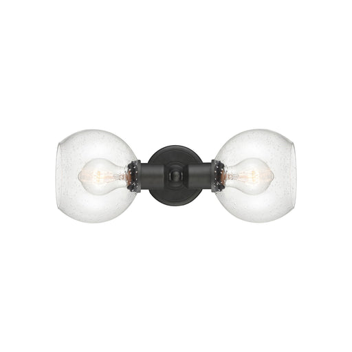 Innovations Athens 15in 2-Light Linear Bath Vanity | Industrial Oil Rubbed Bronze Steel and Seedy Glass | Bathroom Vanity | Model 900-2W-OB-G124-6