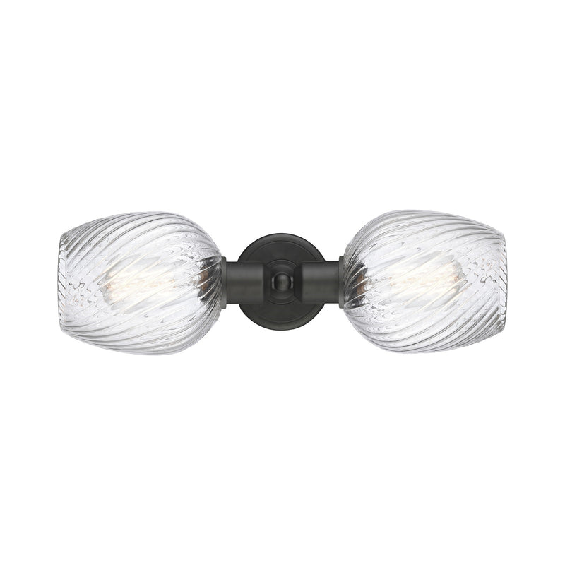 Innovations Salina 18in 2-Light Linear Bath Vanity Light | Industrial Oil Rubbed Bronze Steel and Clear Spiral Fluted Glass | Model 900-2W-OB-G292