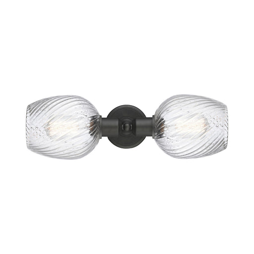 Innovations Salina 18in 2-Light Linear Bath Vanity Light | Industrial Oil Rubbed Bronze Steel and Clear Spiral Fluted Glass | Model 900-2W-OB-G292