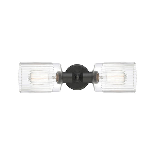 Innovations Hadley 17in 2-Light Linear Bath Vanity Light | Industrial Oil Rubbed Bronze Steel and Clear Ribbed Glass | Bathroom | Model 900-2W-OB-G342