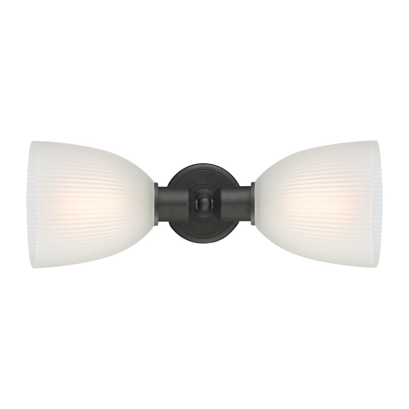Innovations Castile 17in 2-Light Linear Bath Vanity | Industrial Oil Rubbed Bronze Steel and White Glass Dome Shades | Bathroom | Model 900-2W-OB-G381