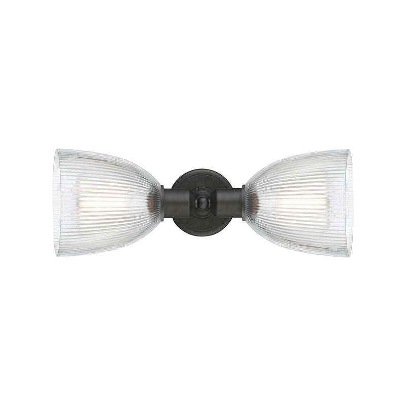 Innovations Castile 17in 2-Light Linear Bath Vanity | Industrial Oil Rubbed Bronze Steel and Clear Glass Dome Shades | Bathroom | Model 900-2W-OB-G382