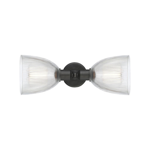 Innovations Castile 17in 2-Light Linear Bath Vanity | Industrial Oil Rubbed Bronze Steel and Clear Glass Dome Shades | Bathroom | Model 900-2W-OB-G382