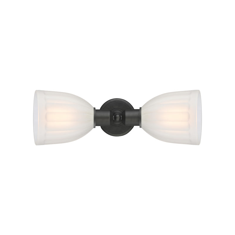 Innovations Brookfield 18in 2-Light Linear Bath Vanity Light | Industrial Oil Rubbed Bronze Steel and White Frosted Ribbed Glass | Model 900-2W-OB-G441