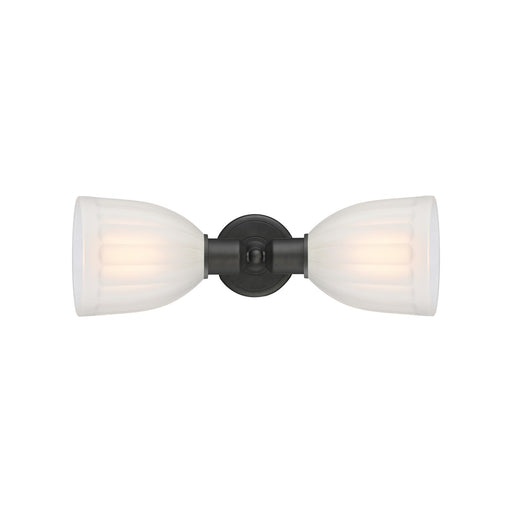 Innovations Brookfield 18in 2-Light Linear Bath Vanity Light | Industrial Oil Rubbed Bronze Steel and White Frosted Ribbed Glass | Model 900-2W-OB-G441