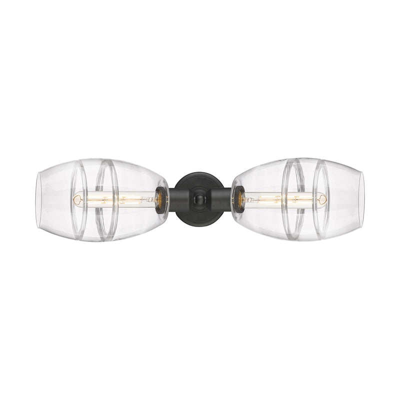 Innovations Vaz 24in 2-Light Linear Bath Vanity | Industrial Oil Rubbed Bronze Steel and Clear Glass | Kitchen & Bathroom | Model 900-2W-OB-G557-6CL
