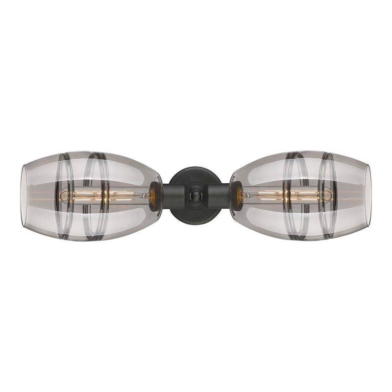 Innovations Vaz 24in 2-Light Linear Bath Vanity | Industrial Oil Rubbed Bronze Steel and Smoke Glass | Kitchen & Bathroom | Model 900-2W-OB-G557-6SM