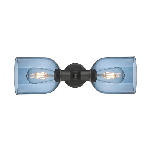 Innovations Bella 18in 2-Light Linear Bath Vanity | Industrial Oil Rubbed Bronze Steel and Blue Glass | Kitchen & Bathroom | Model 900-2W-OB-G558-6BL