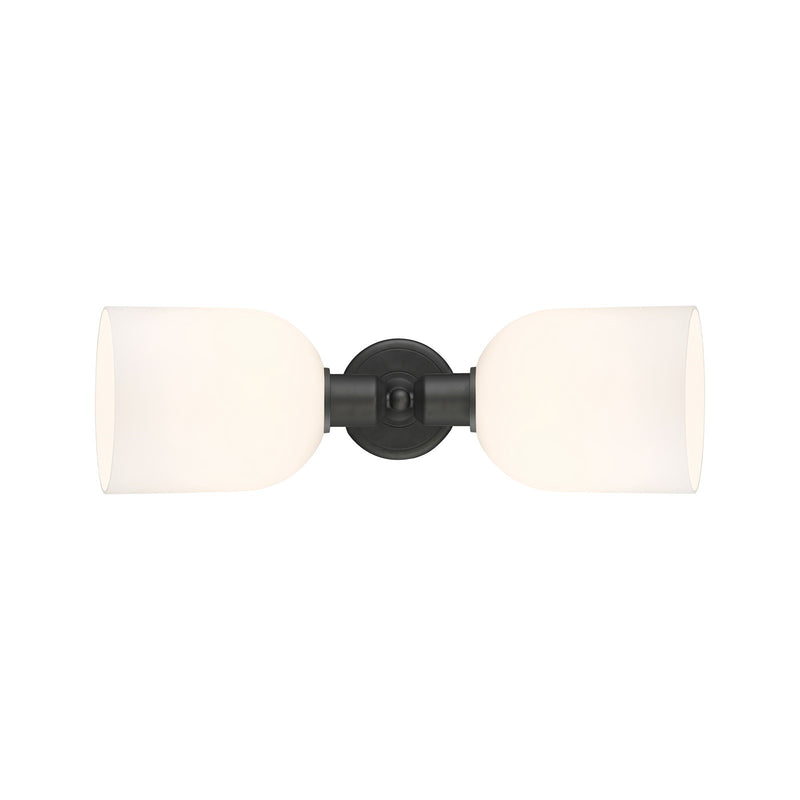 Innovations Bella 18in 2-Light Linear Bath Vanity Light | Industrial Oil Rubbed Bronze and White Glass | Bathroom Vanity | Model 900-2W-OB-G558-6GWH