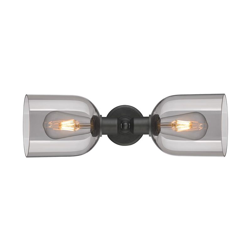 Innovations Bella 18in 2-Light Linear Bath Vanity Light | Industrial Oil Rubbed Bronze and Light Smoke Glass | Bathroom Vanity | Model 900-2W-OB-G558-6SM