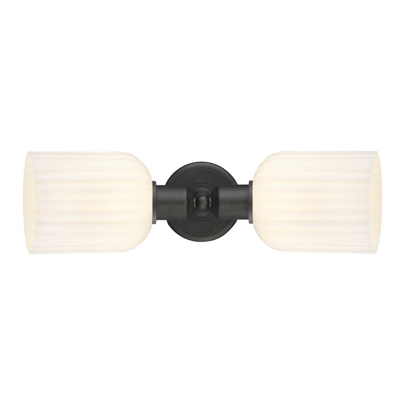 Innovations Bridal Veil 17in 2-Light Linear Bath Vanity Light | Industrial Oil Rubbed Bronze and Gloss White Glass | Bathroom | Model 900-2W-OB-G559-5GWH