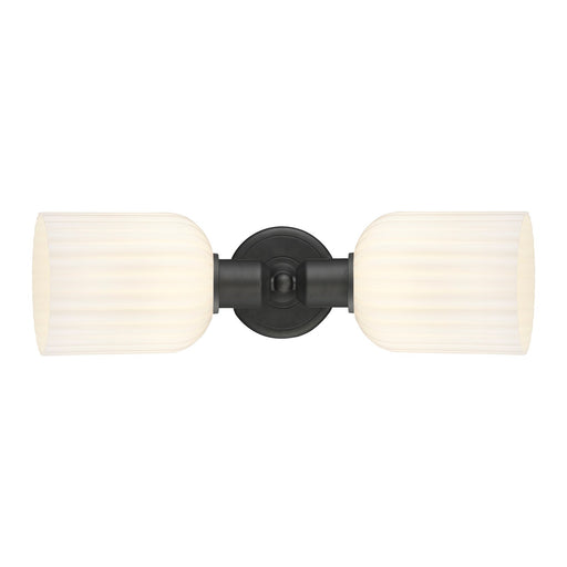 Innovations Bridal Veil 17in 2-Light Linear Bath Vanity Light | Industrial Oil Rubbed Bronze and Gloss White Glass | Bathroom | Model 900-2W-OB-G559-5GWH