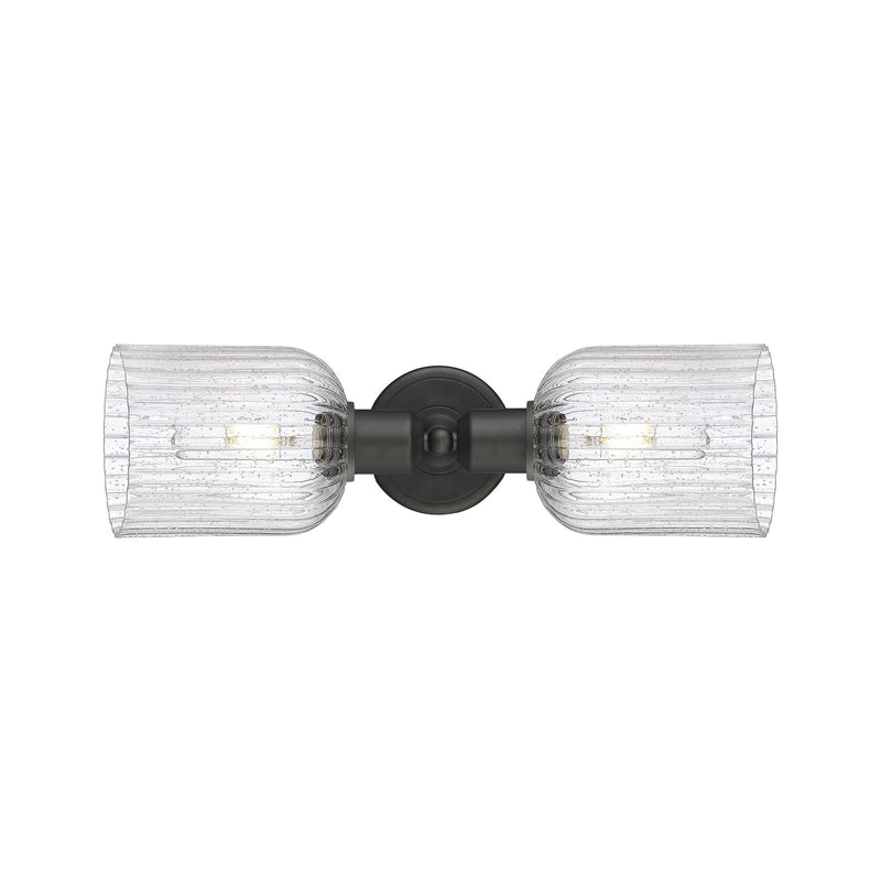 Innovations Bridal Veil 17in 2-Light Linear Bath Vanity Light | Industrial Oil Rubbed Bronze Steel and Seedy Glass | Bathroom | Model 900-2W-OB-G559-5SDY