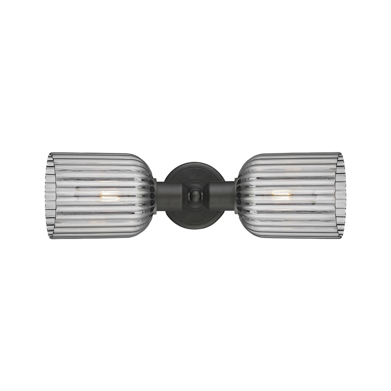 Innovations Bridal Veil 17in 2-Light Linear Bath Vanity Light | Industrial Oil Rubbed Bronze Steel and Light Smoke Glass | Model 900-2W-OB-G559-5SM