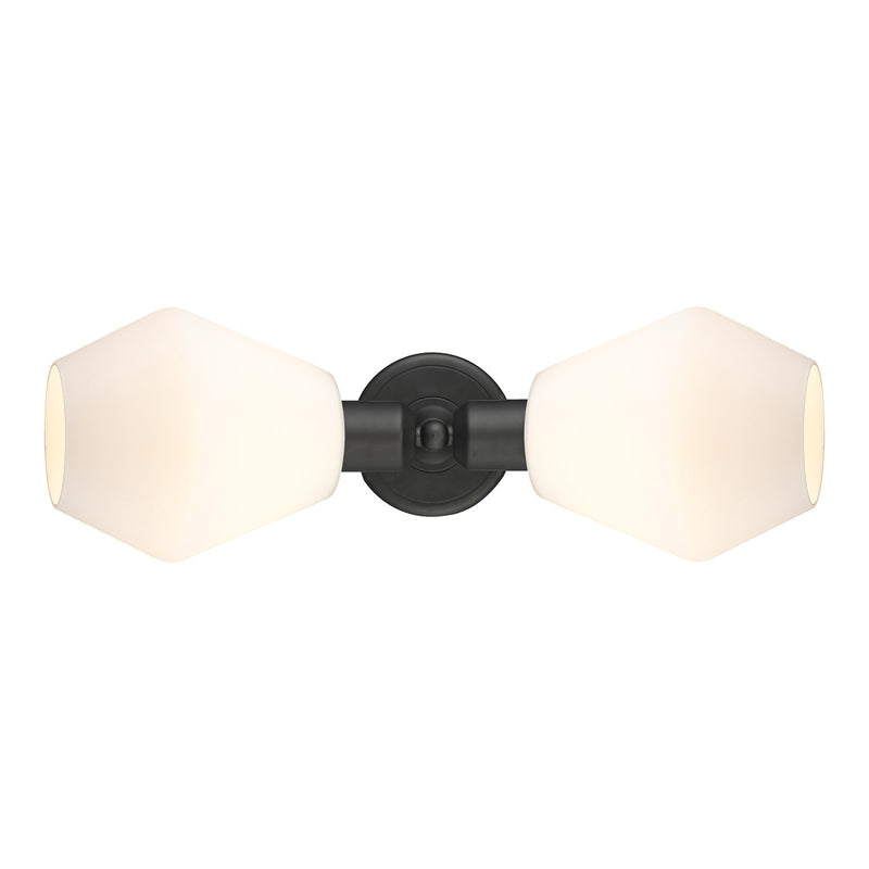 Innovations Cindyrella 18in 2-Light Linear Bath Vanity Light | Industrial Oil Rubbed Bronze Steel and Cased Matte White Glass | Model 900-2W-OB-G651-6