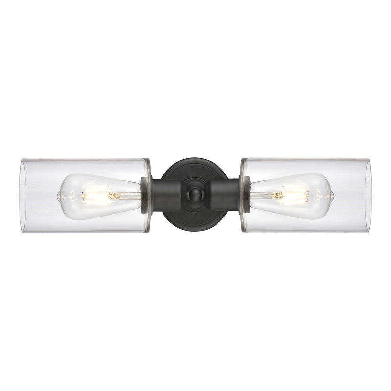 Innovations Clymer 17in 2-Light Linear Bath Vanity Light | Industrial Oil Rubbed Bronze Steel and Clear Glass | Bathroom Vanity | Model 900-2W-OB-G802