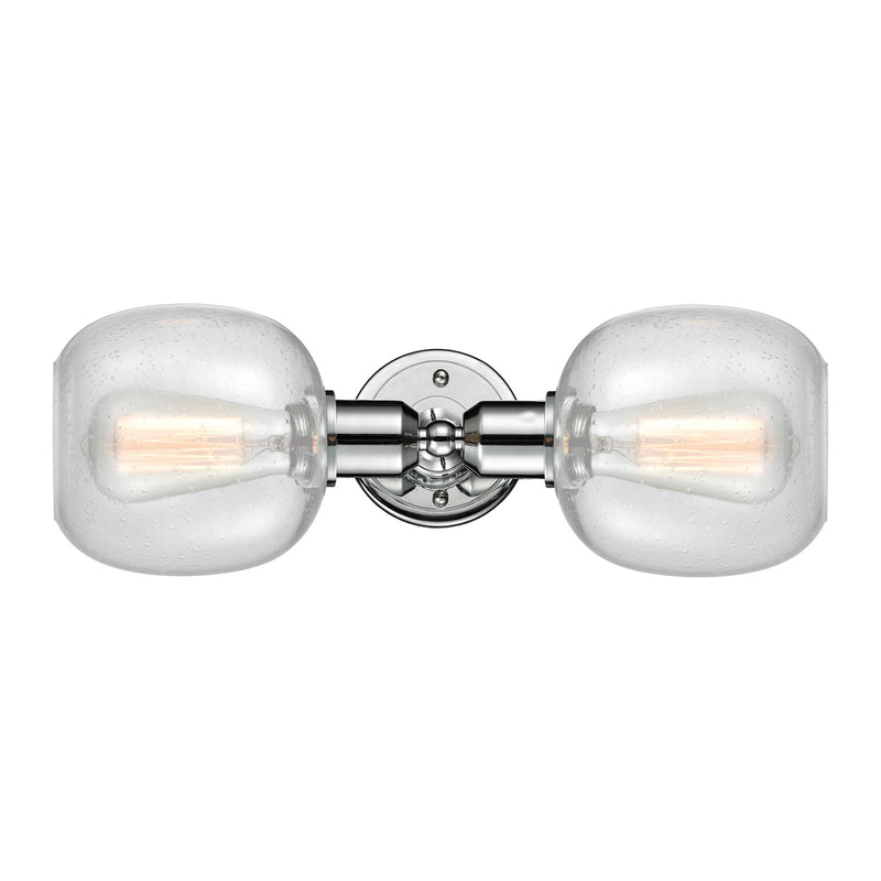 Innovations Belfast 17in 2-Light Linear Bath Vanity Light | Industrial Polished Chrome and Seedy Glass | Bathroom Vanity | Model 900-2W-PC-G104