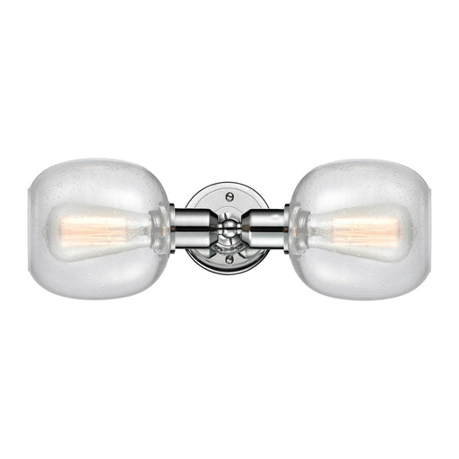 Innovations Belfast 17in 2-Light Linear Bath Vanity Light | Industrial Polished Chrome and Seedy Glass | Bathroom Vanity | Model 900-2W-PC-G104