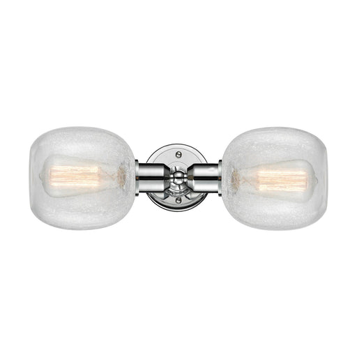 Innovations Belfast 17in 2-Light Linear Bath Vanity Light | Industrial Polished Chrome and Clear Crackle Glass | Bathroom Vanity | Model 900-2W-PC-G105