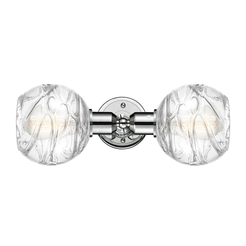 Innovations Athens Deco Swirl 15.5in 2-Light Linear Bath Vanity Light | Industrial Polished Chrome and Clear Deco Swirl Glass | Model 900-2W-PC-G1213-6CL