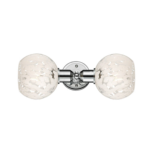 Innovations White Mouchette 15.25in 2-Light Linear Bath Vanity Light | Industrial Polished Chrome and White Mouchette Glass | Model 900-2W-PC-G1216-6WM