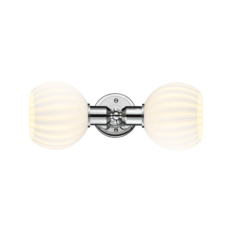 Innovations White Venetian 15in 2-Light Linear Bath Vanity Light | Industrial Polished Chrome Steel and White Venetian Glass | Model 900-2W-PC-G1217-6WV