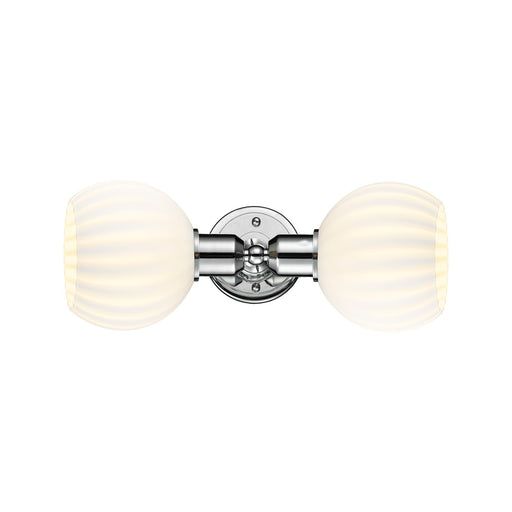 Innovations White Venetian 15in 2-Light Linear Bath Vanity Light | Industrial Polished Chrome Steel and White Venetian Glass | Model 900-2W-PC-G1217-6WV