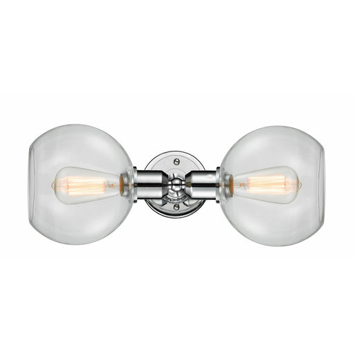 Innovations Sphere 21in 2-Light Bath Vanity Light | Industrial Polished Chrome Steel and Clear Glass | Damp Rated Bathroom Vanity | Model 900-2W-PC-G122