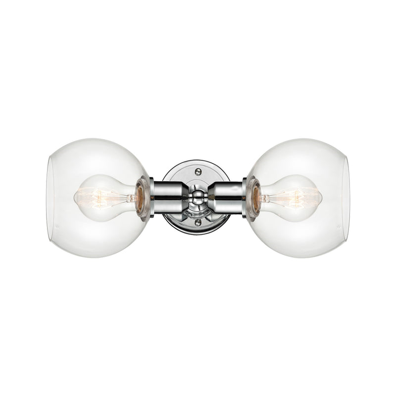 Innovations Athens 15in 2-Light Bath Vanity Light | Industrial Polished Chrome Steel and Clear Glass | Damp Rated Bathroom Vanity | Model 900-2W-PC-G122-6