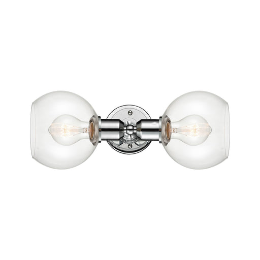 Innovations Athens 15in 2-Light Bath Vanity Light | Industrial Polished Chrome Steel and Clear Glass | Damp Rated Bathroom Vanity | Model 900-2W-PC-G122-6