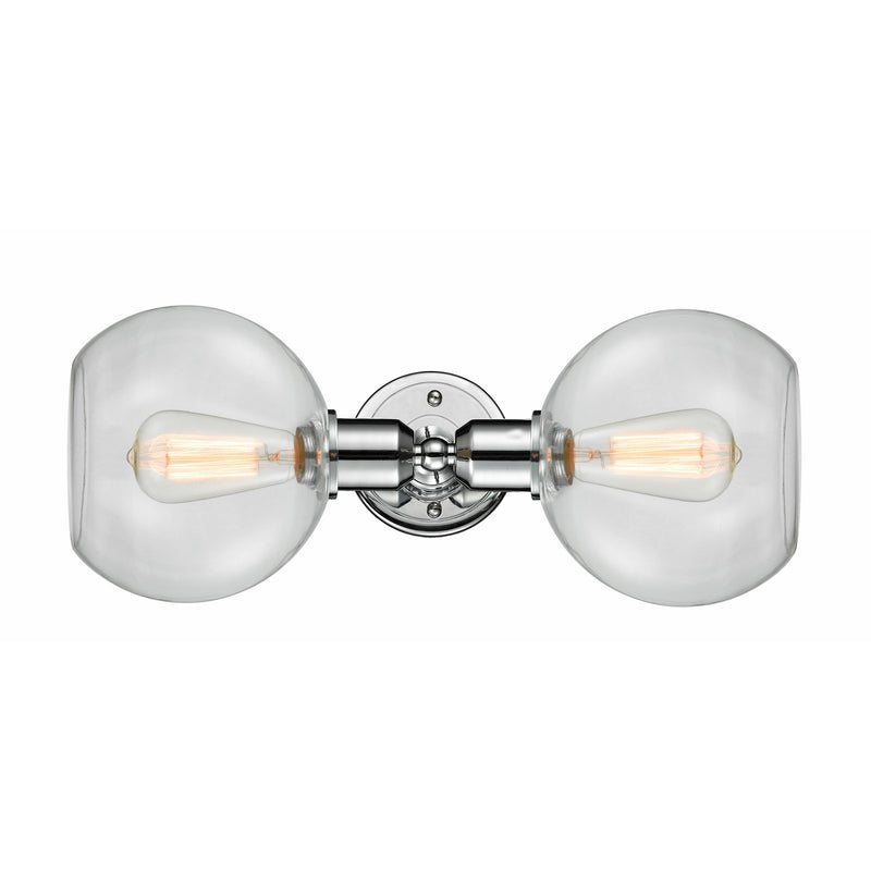 Innovations Sphere 21in 2-Light Bath Vanity Light | Industrial Polished Chrome and Clear Glass | Bathroom Vanity | 21 x 8 in | Model 900-2W-PC-G122-LED