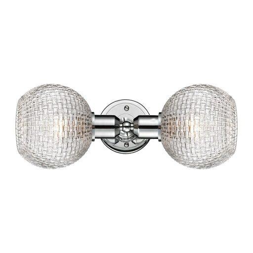 Innovations Athens 15.5in 2-Light Linear Bath Vanity Light | Industrial Polished Chrome Steel and Clear Basket Weave Glass | Model 900-2W-PC-G122C-6CL