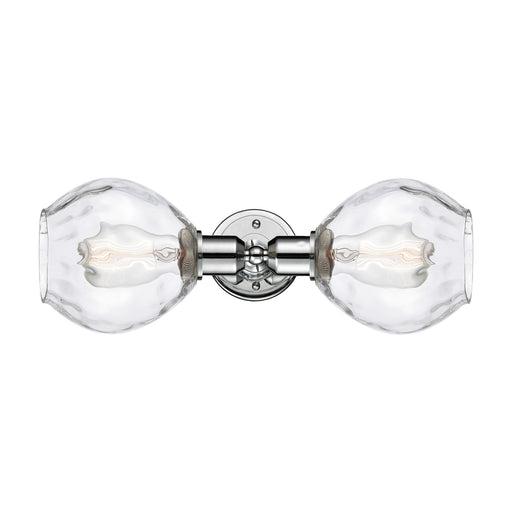 Innovations Waverly 17in 2-Light Linear Bath Vanity | Industrial Polished Chrome and Clear Water Glass Globe Shades | Bathroom | Model 900-2W-PC-G362