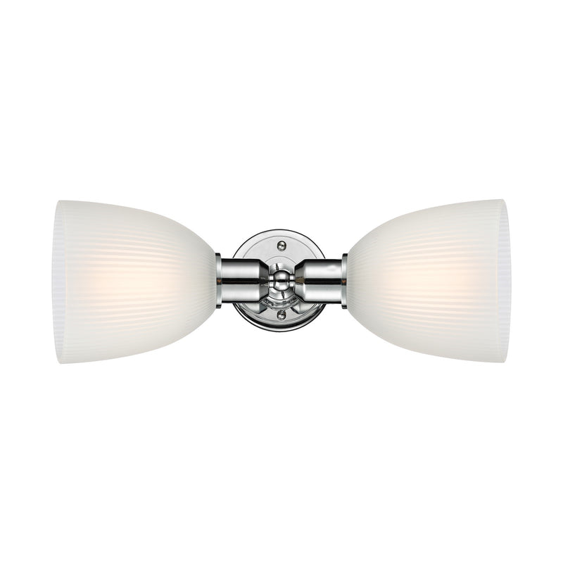 Innovations Castile 17in 2-Light Linear Bath Vanity | Industrial Polished Chrome and White Dome Glass Shades | Bathroom Vanity & | Model 900-2W-PC-G381