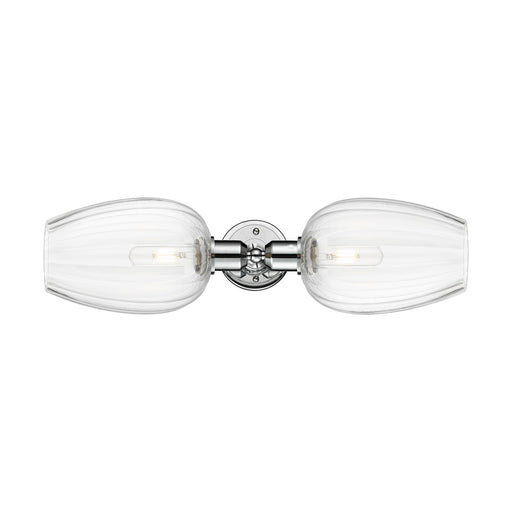 Innovations Preston Flute 23in 2-Light Linear Bath Vanity | Industrial Modern Polished Chrome and Clear Glass | Bathroom Vanity | Model 900-2W-PC-G457-6CL