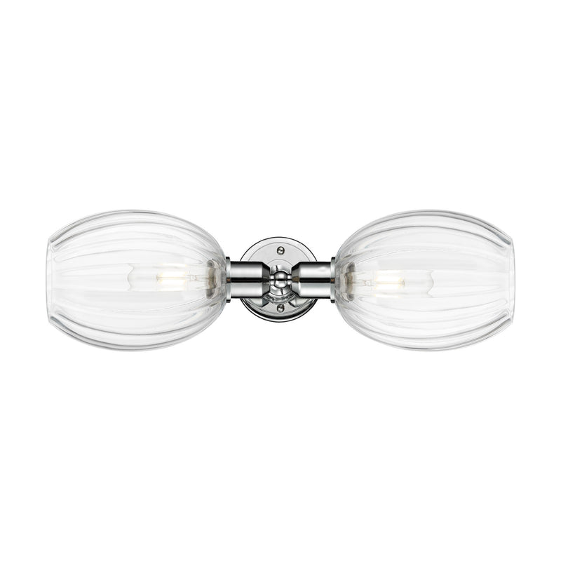 Innovations Preston Bulb 21in 2-Light Linear Bath Vanity Light | Industrial Polished Chrome and Clear Glass | Bathroom Vanity | Model 900-2W-PC-G459-6CL