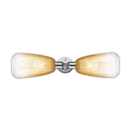 Innovations Brookhaven Almond 25in 2-Light Linear Bath Vanity Light | Industrial Polished Chrome and Amber Glass | Bathroom | Model 900-2W-PC-G480-6AM